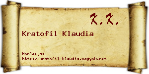 Kratofil Klaudia névjegykártya